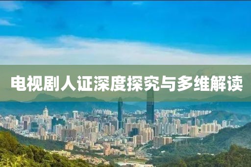 电视剧人证深度探究与多维解读