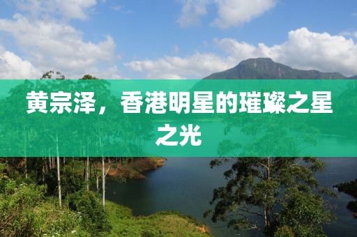 黄宗泽，香港明星的璀璨之星之光