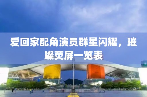 爱回家配角演员群星闪耀，璀璨荧屏一览表