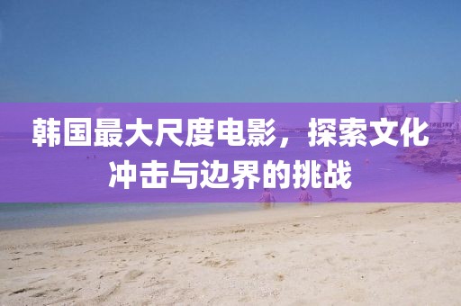韩国最大尺度电影，探索文化冲击与边界的挑战