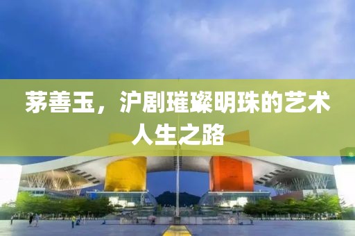 茅善玉，沪剧璀璨明珠的艺术人生之路