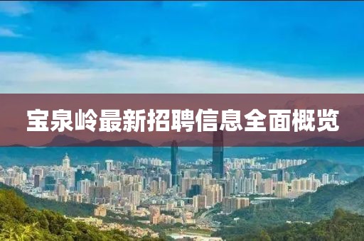 宝泉岭最新招聘信息全面概览