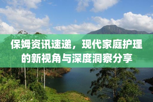 保姆资讯速递，现代家庭护理的新视角与深度洞察分享