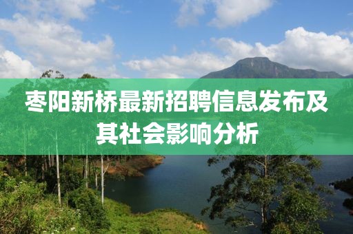 枣阳新桥最新招聘信息发布及其社会影响分析