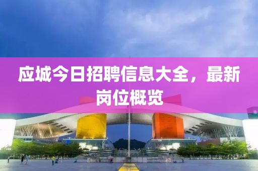 应城今日招聘信息大全，最新岗位概览