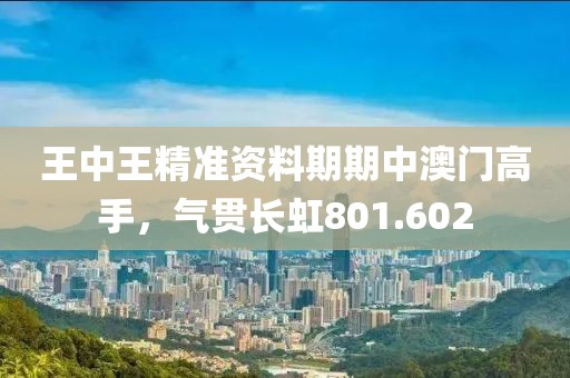 王中王精准资料期期中澳门高手，气贯长虹801.602