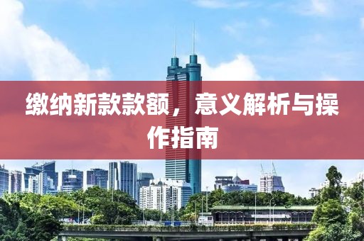 缴纳新款款额，意义解析与操作指南