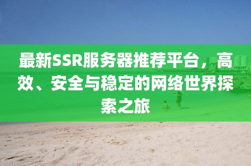 最新SSR服务器推荐平台，高效、安全与稳定的网络世界探索之旅
