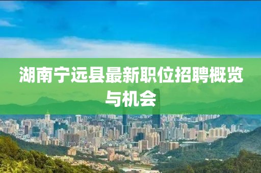湖南宁远县最新职位招聘概览与机会