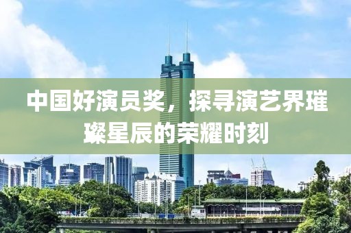 中国好演员奖，探寻演艺界璀璨星辰的荣耀时刻