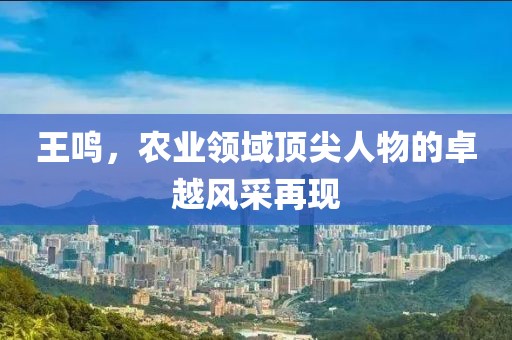 王鸣，农业领域顶尖人物的卓越风采再现