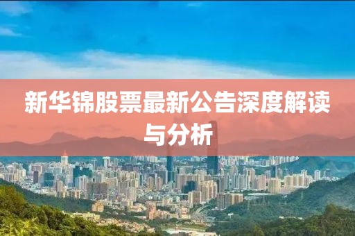 新华锦股票最新公告深度解读与分析