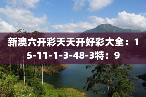 新澳六开彩天天开好彩大全：15-11-1-3-48-3特：9