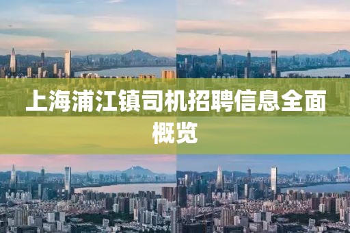 上海浦江镇司机招聘信息全面概览