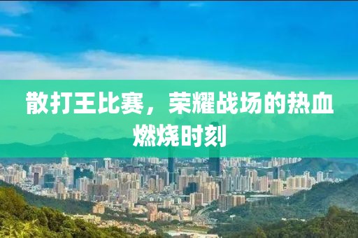 散打王比赛，荣耀战场的热血燃烧时刻