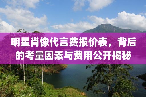 明星肖像代言费报价表，背后的考量因素与费用公开揭秘