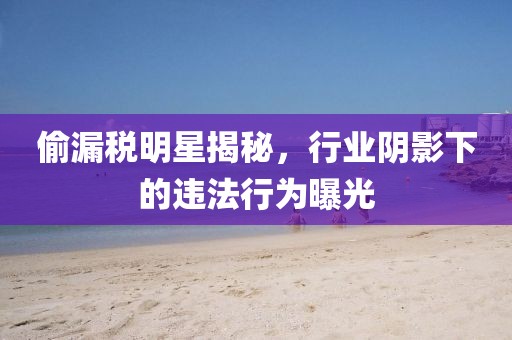 偷漏税明星揭秘，行业阴影下的违法行为曝光