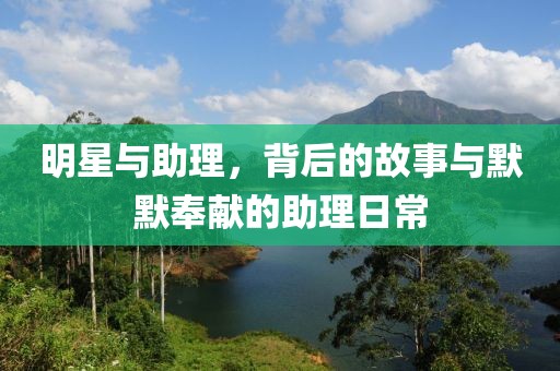 明星与助理，背后的故事与默默奉献的助理日常